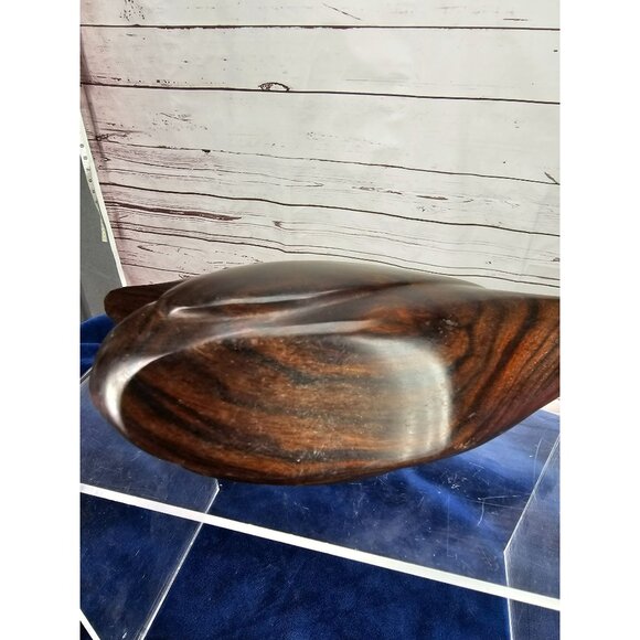 Duck Decoy Wooden Solid Smooth Dark Wood 7" long by 4" tall - Picture 3 of 10